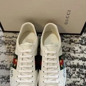Gucci Ace Men\'s Sneakers with Gucci Band Embroidery Size  EU  43 Gucci White Leather Gucci Band Embroidery Ace Sneakers Size  main image 3